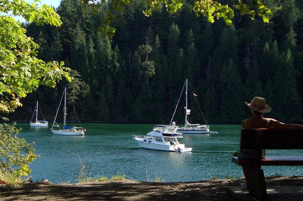 Boaters find peaceful and protected anchorage in Tod Inlet Marine Park. © Laurence Yeadon-Jones